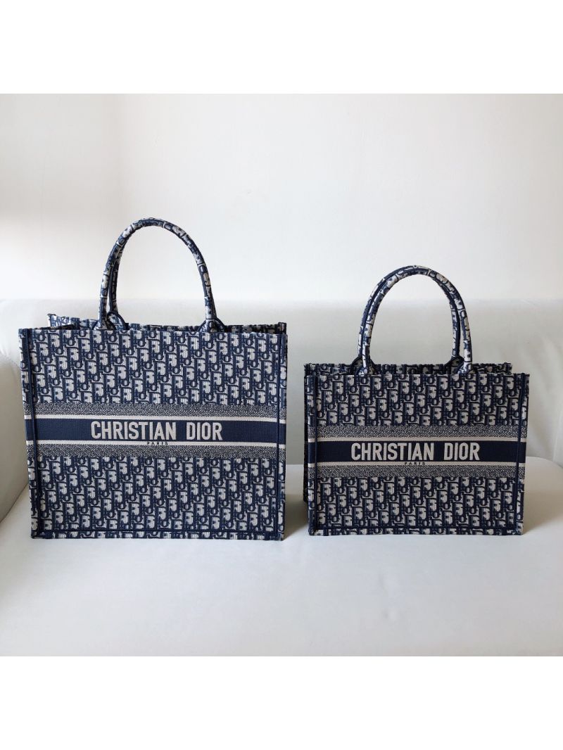 Dior Book Tote bag in Blue Oblique Embroidered Canvas