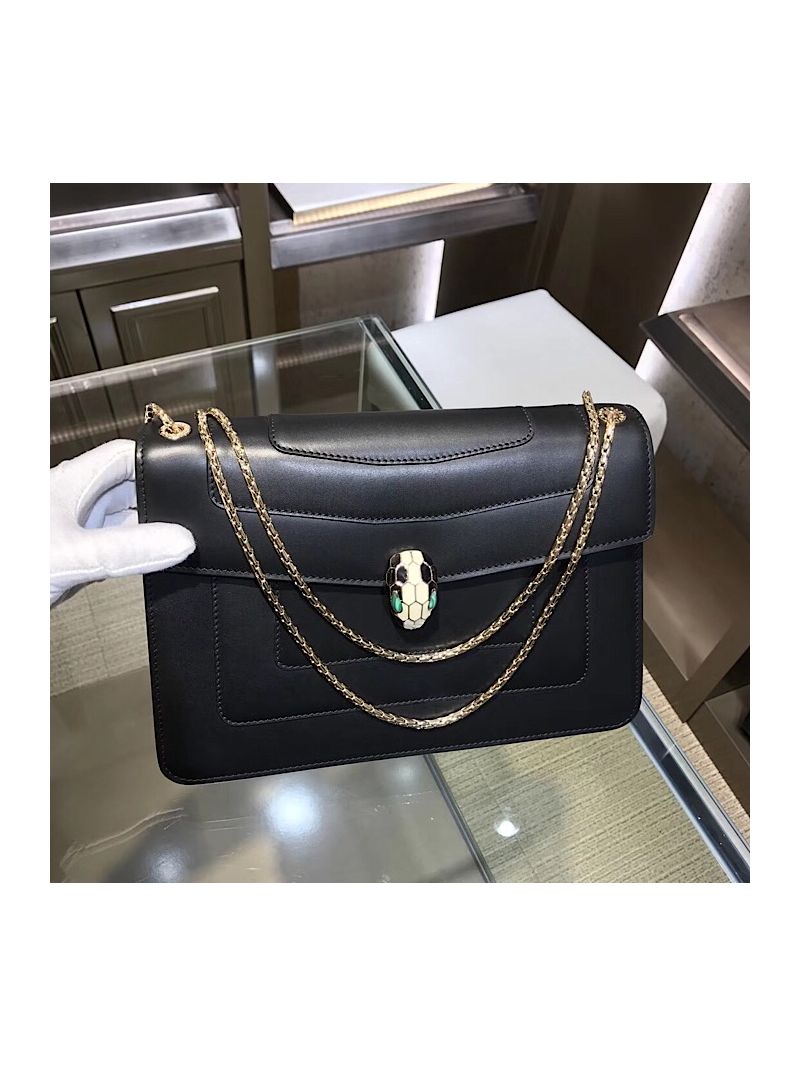 Bvlgari Serpenti Forever Flap Cover Bag 284954 Black