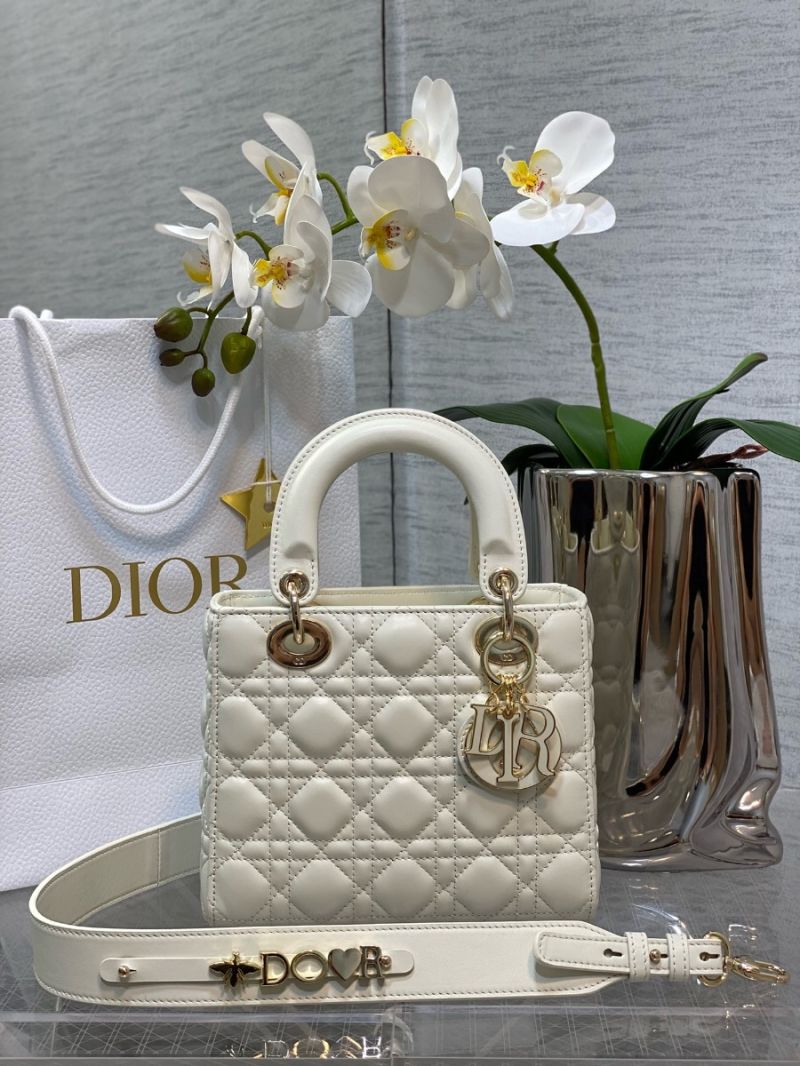 Dior Lady Dior My ABCdior Lambskin Bag with Tonal Enamel Charms M0538 Latte