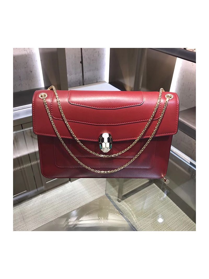 Bvlgari Serpenti Forever Flap Cover Bag 284954 Claret Red
