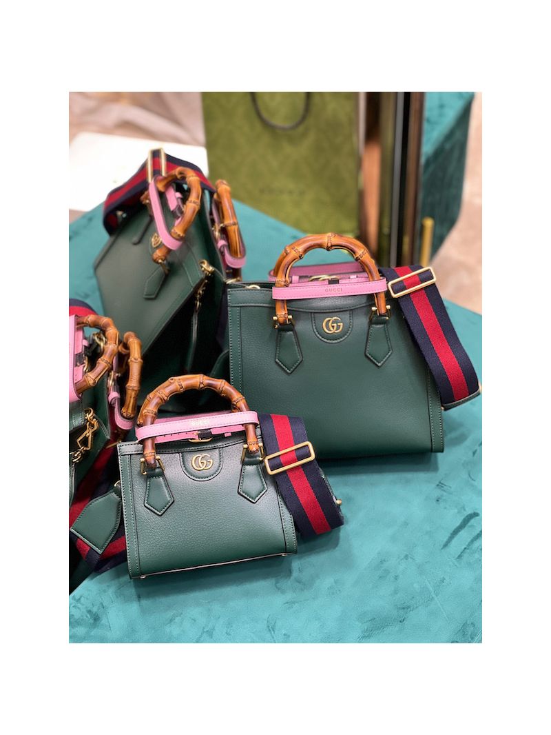 Gucci Diana small tote leather bag 702721 Green
