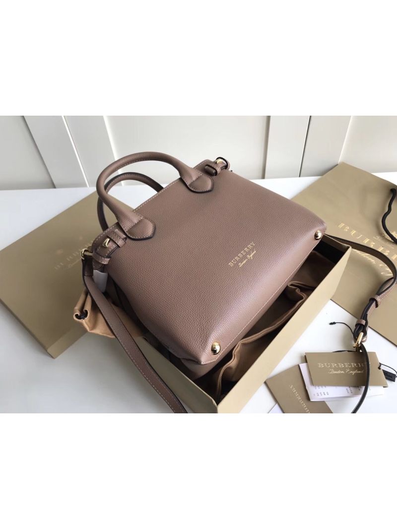 Burberry The Small Banner in Leather and House Check Beige