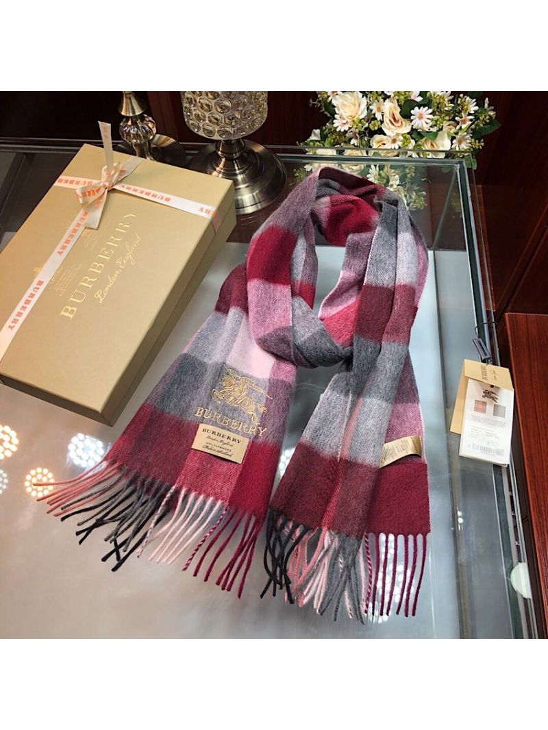Burberry The Classic Check Cashmere Scarf Red Checker
