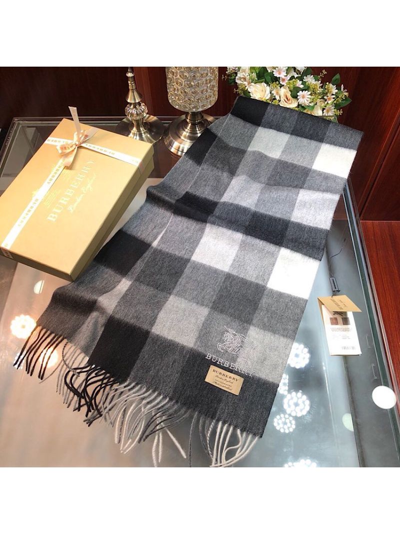 Burberry The Classic Check Cashmere Scarf Grey Checker