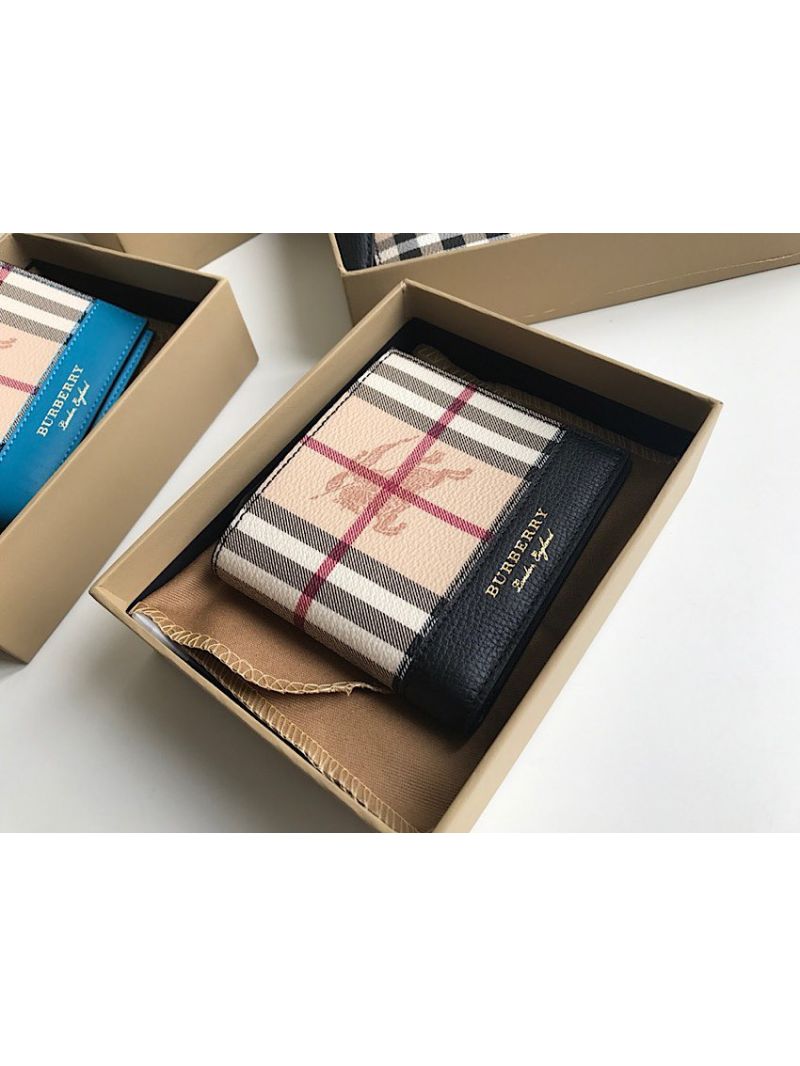 Burberry Haymarket Check And Leather International Bifold Wallet in Black