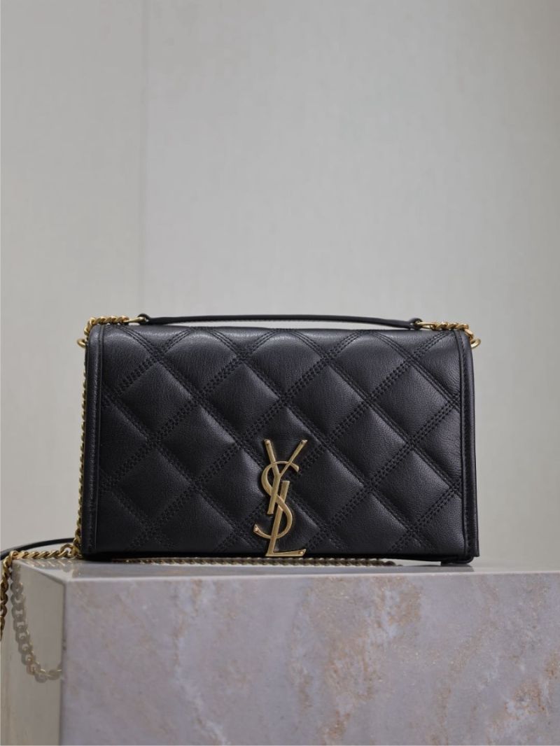 YSL Saint Laurent Becky Chain Wallet In Diamond-quilted Lambskin 585031 Black
