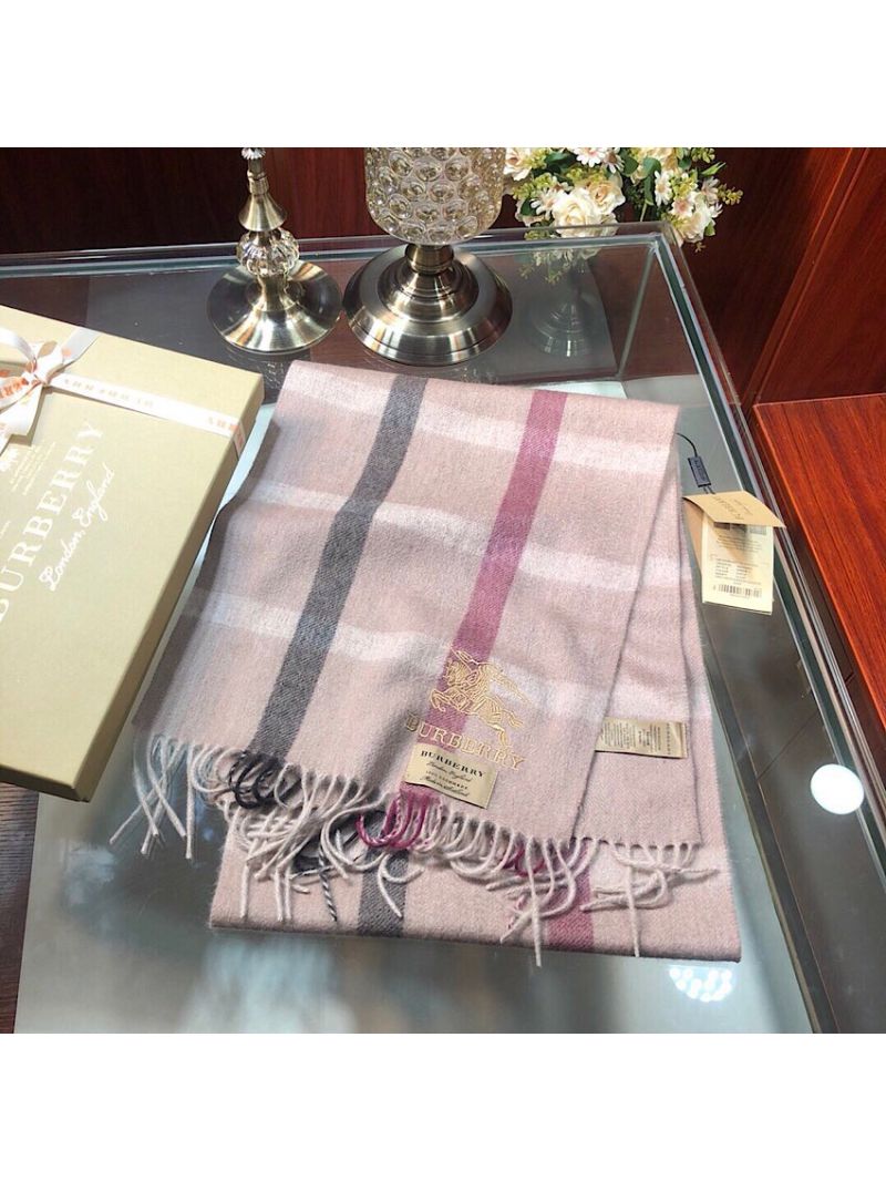 Burberry Check Cashmere Horseferry Scarf Pink