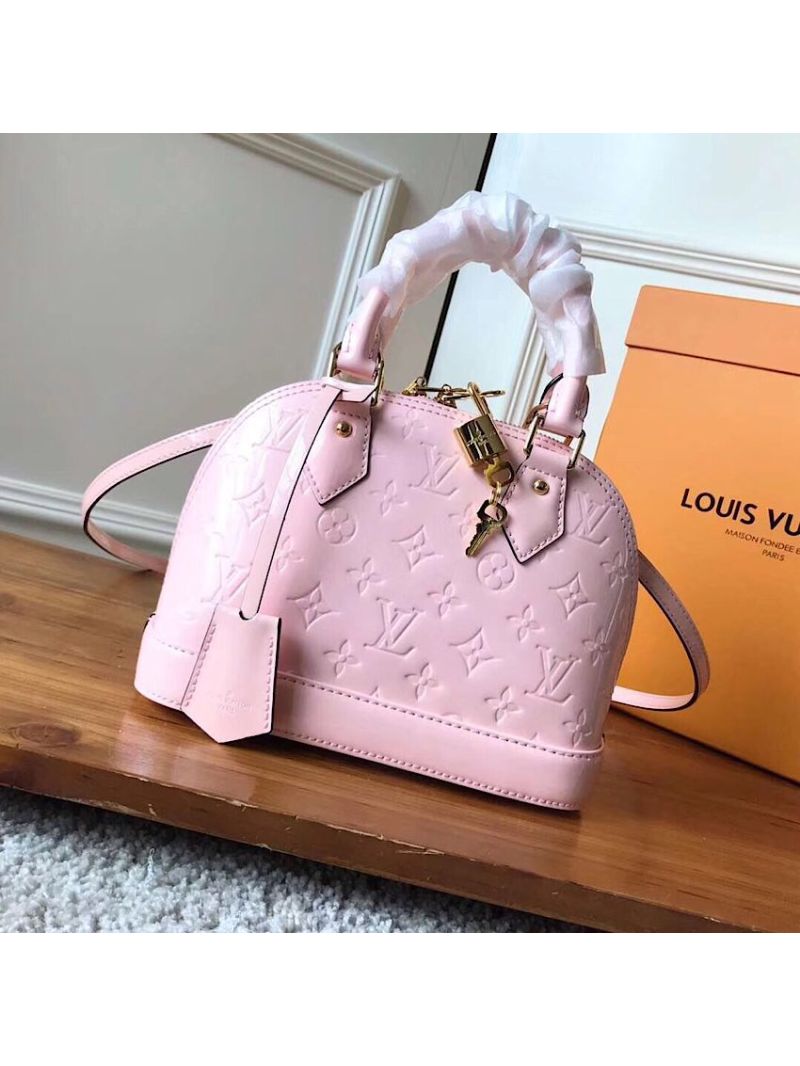 Louis Vuitton LV Alma Monogram Vernis Leather BB PM M50415 Rose Ballerine