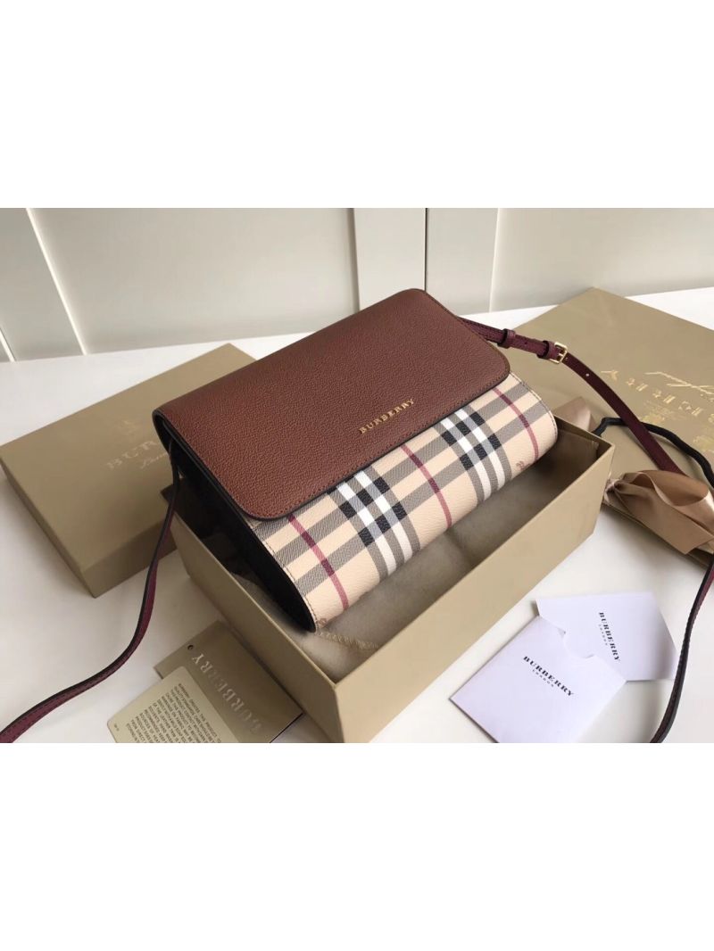 Burberry Loxley Crossbody Bag in Haymarket Brown