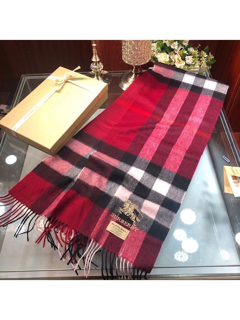 Burberry The Classic Check Cashmere Horseferry Scarf Red Check