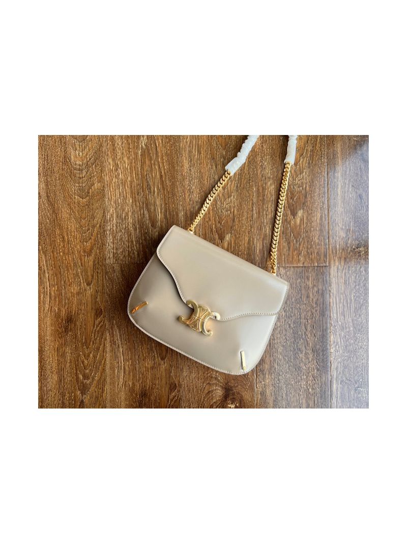 Celine Chain Besace Triomphe In Shiny Calfskin 199273B Safari