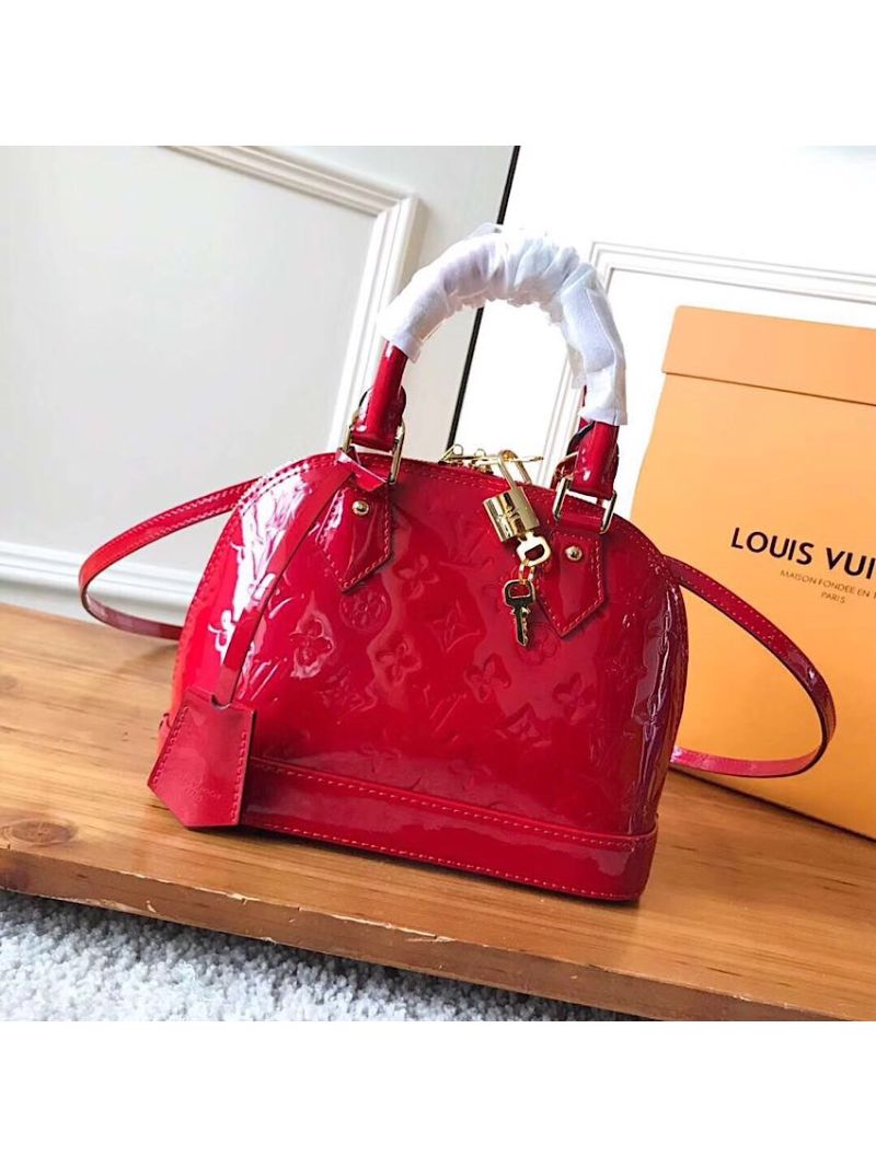 Louis Vuitton LV Alma Monogram Vernis Leather BB PM M50415 Cerise