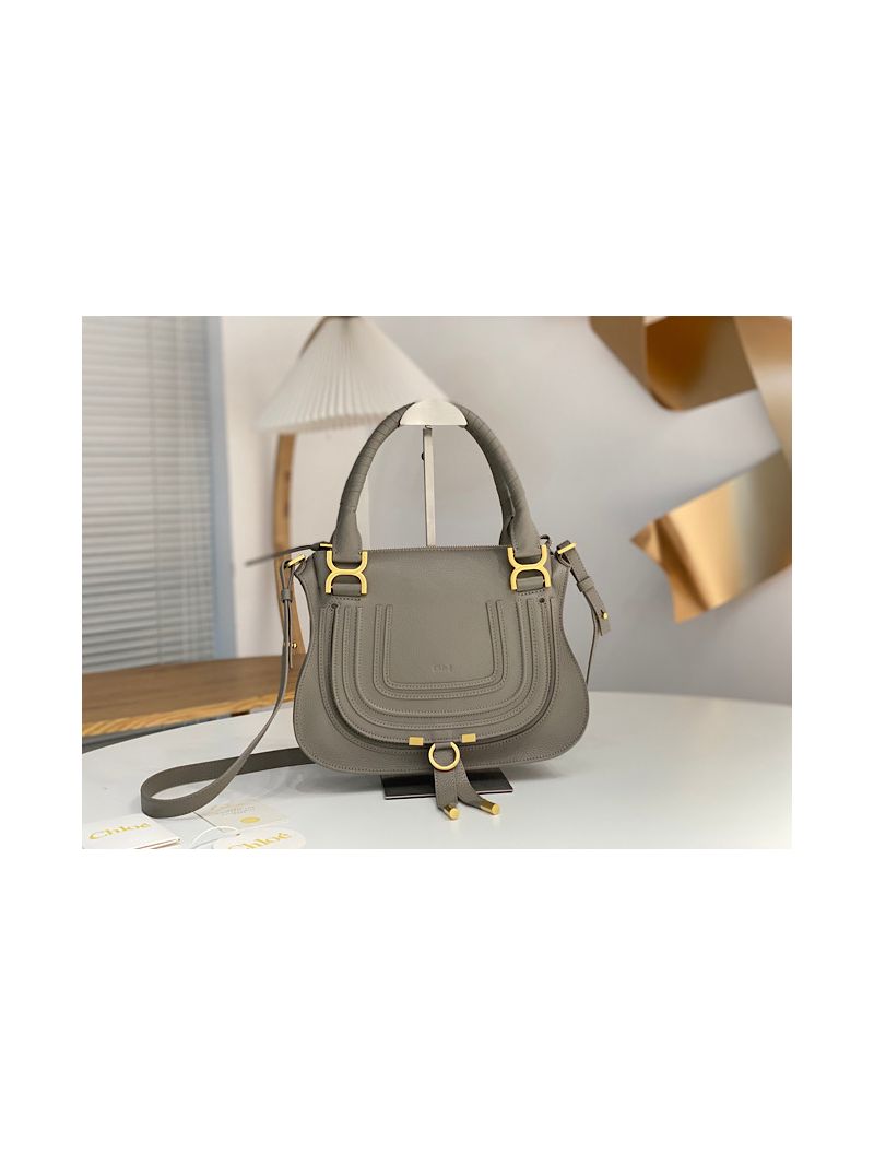 Chloe Marcie Medium Satchel Bag Dark Grey