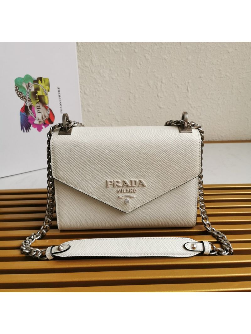 Prada Monochrome Saffiano leather bag 1BD127 White