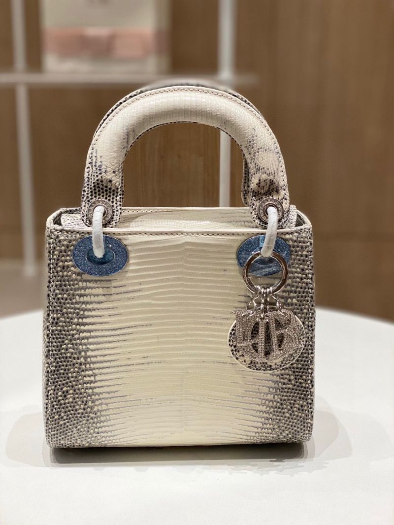 Dior Lizard Mini Lady Dior Bag with Crystals Natural Lizard Himalayan
