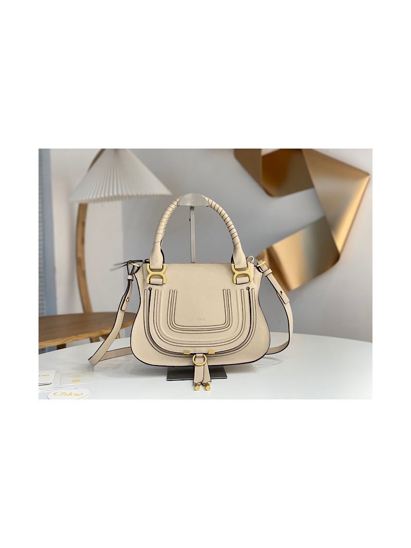Chloe Marcie Medium Satchel Bag Off White