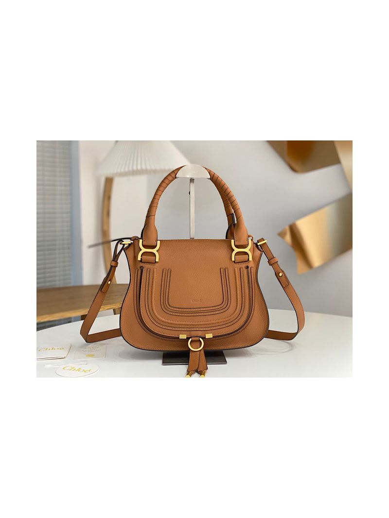 Chloe Marcie Medium Satchel Bag Caramel