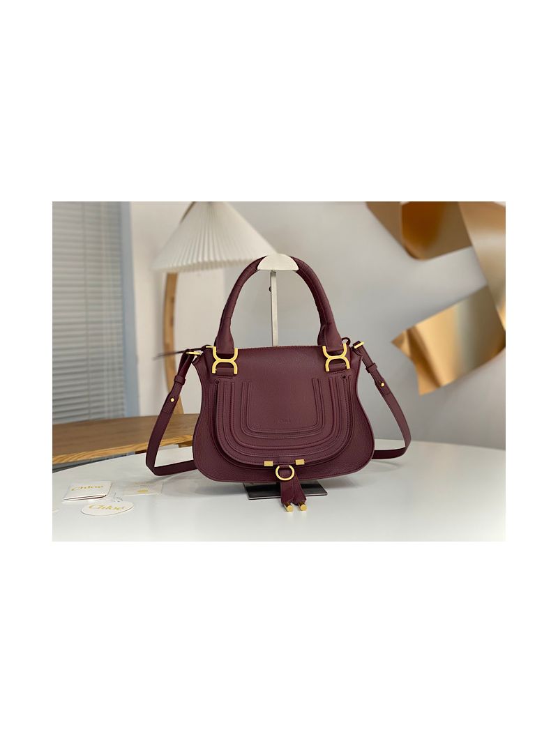 Chloe Marcie Medium Satchel Bag Wine