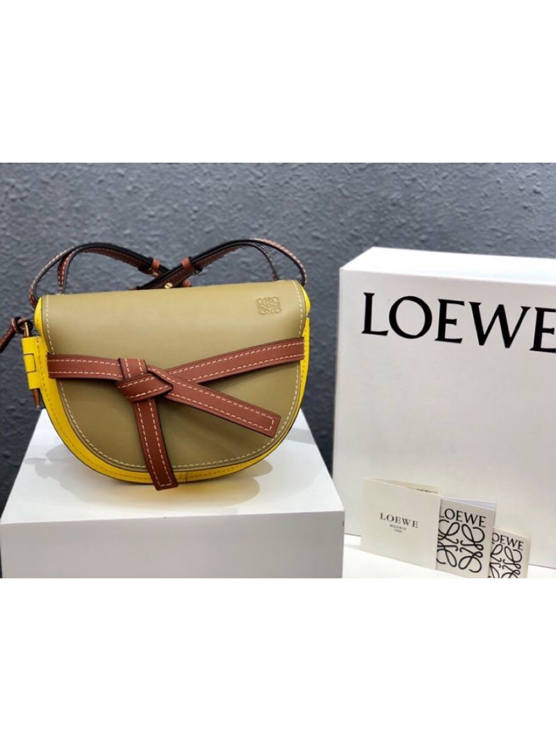 Loewe Gate Small Bag 397511 Mocca/Yellow