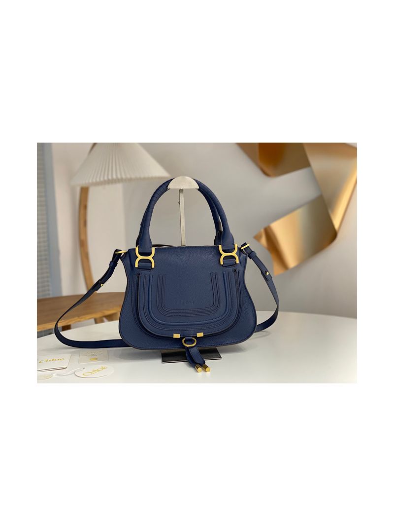 Chloe Marcie Medium Satchel Bag Blue
