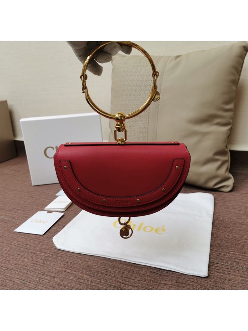 Chloe Small Nile Minaudière in Smooth Calfskin Red