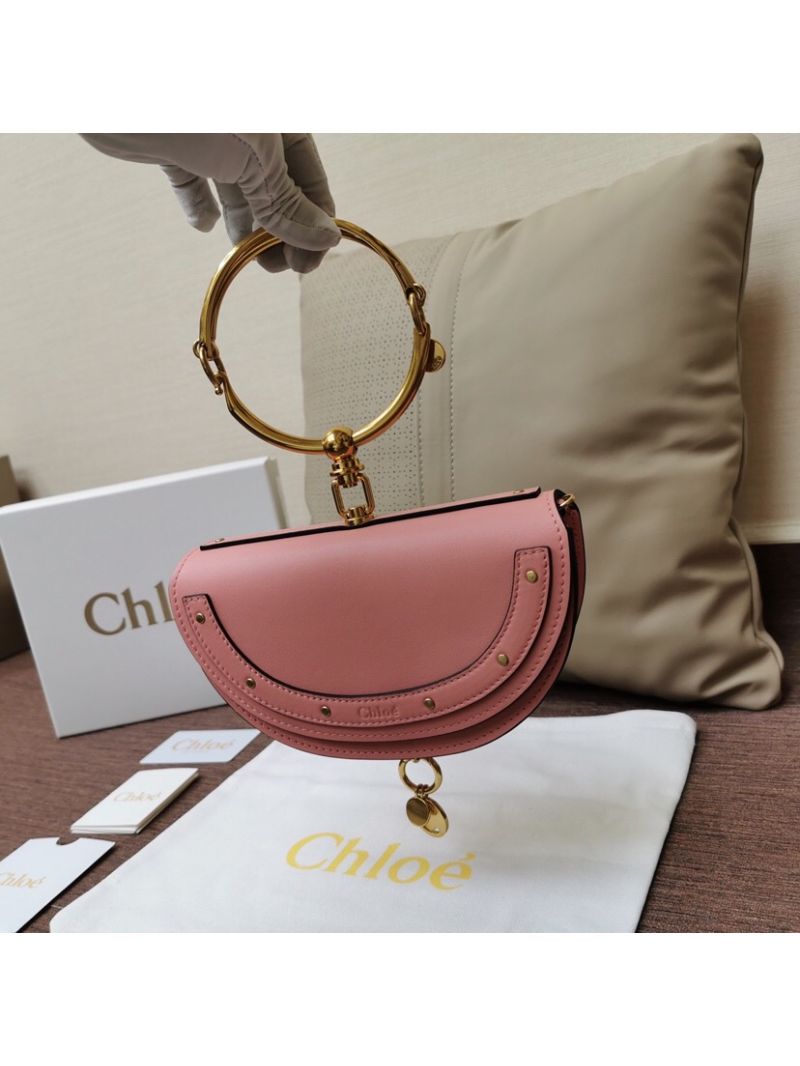 Chloe Small Nile Minaudière in Smooth Calfskin Pink