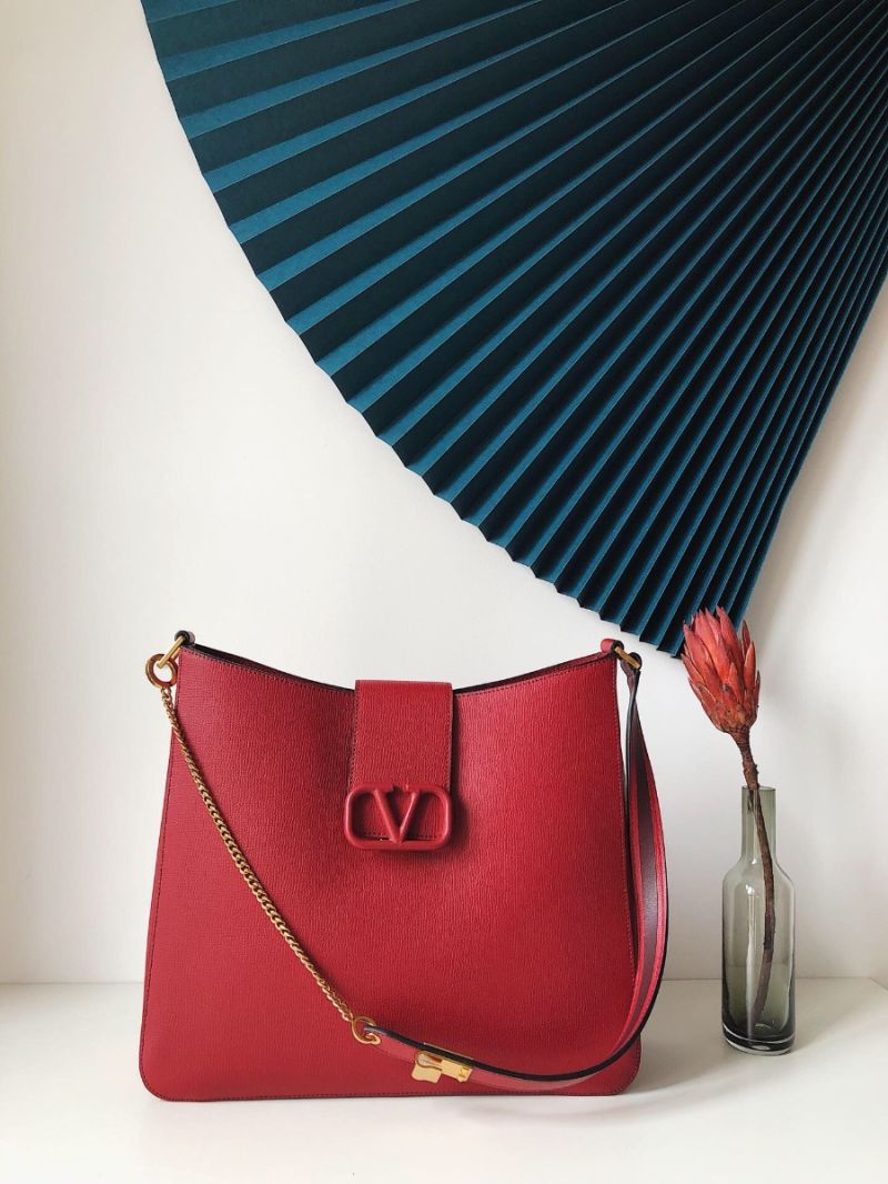 Valentino Vsling Grainy Calfskin Hobo Bag 50027 Red