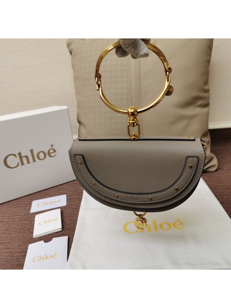Chloe Small Nile Minaudière in Smooth Calfskin Grey