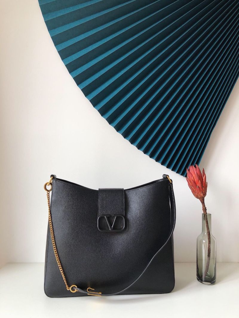 Valentino Vsling Grainy Calfskin Hobo Bag 50027 Black