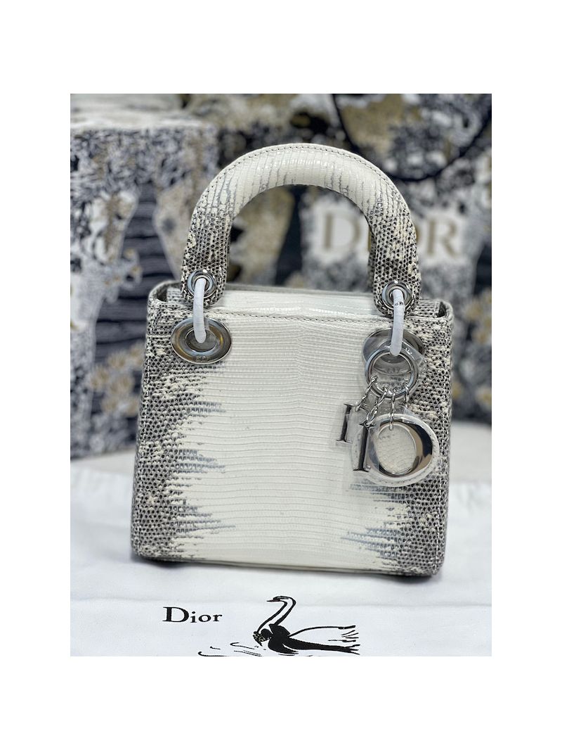 Dior Lizard Leather Mini Lady Dior Bag in Natural Lizard Himalayan