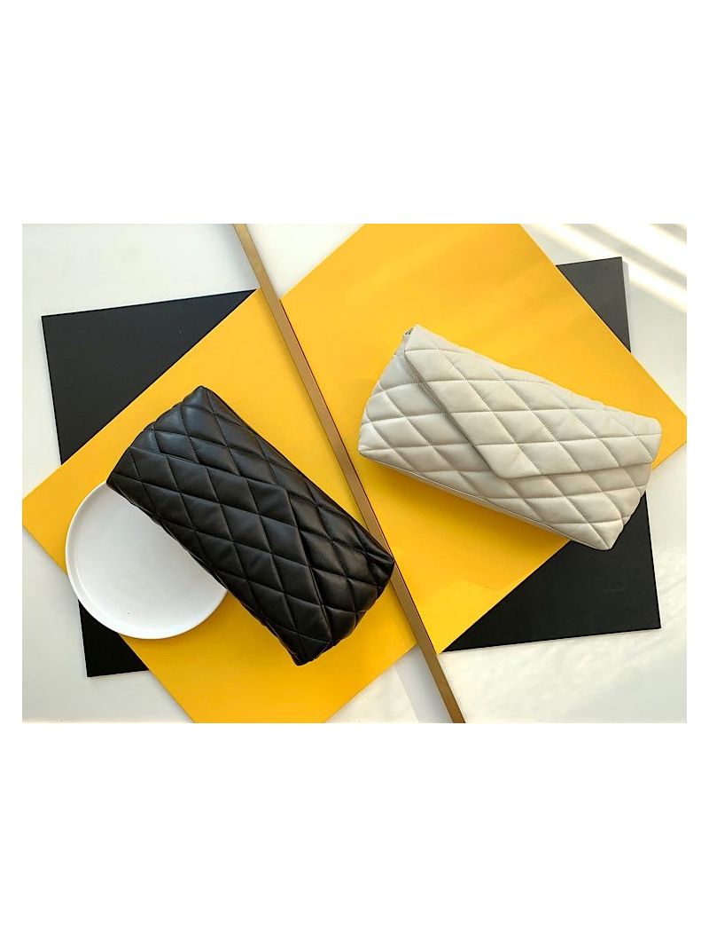 YSL Saint Laurent Sade Puffer Envelope Clutch in Lambskin 6550041 Black