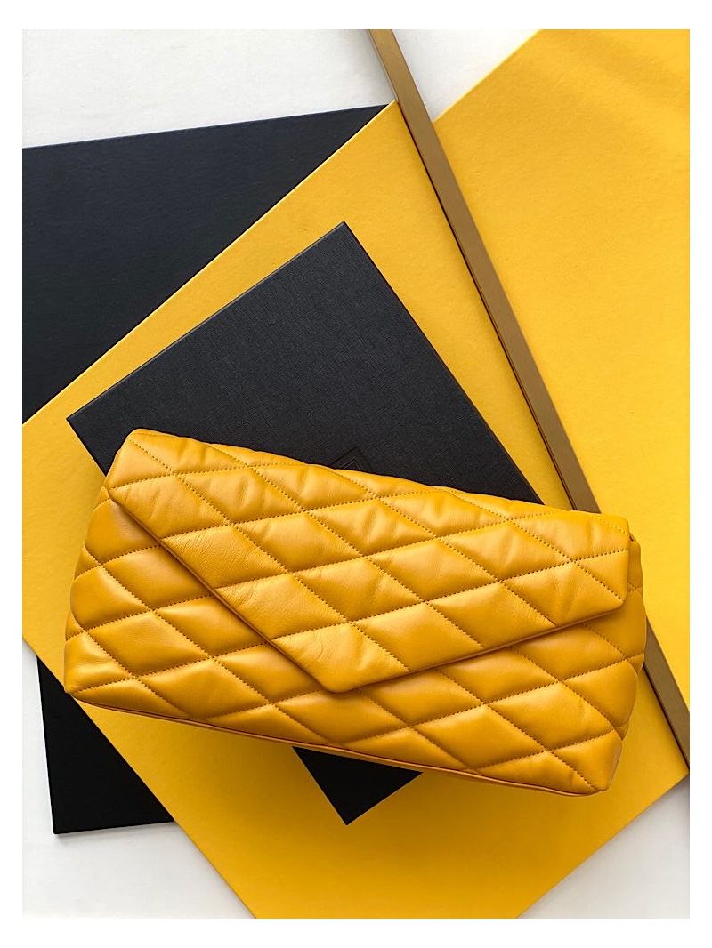YSL Saint Laurent Sade Puffer Envelope Clutch in Lambskin 6550041 Saffron