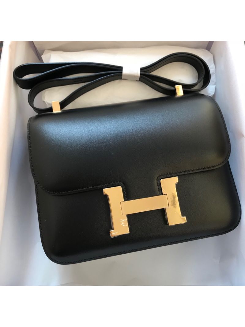 Hermes Constance in black box leather crossbody bag