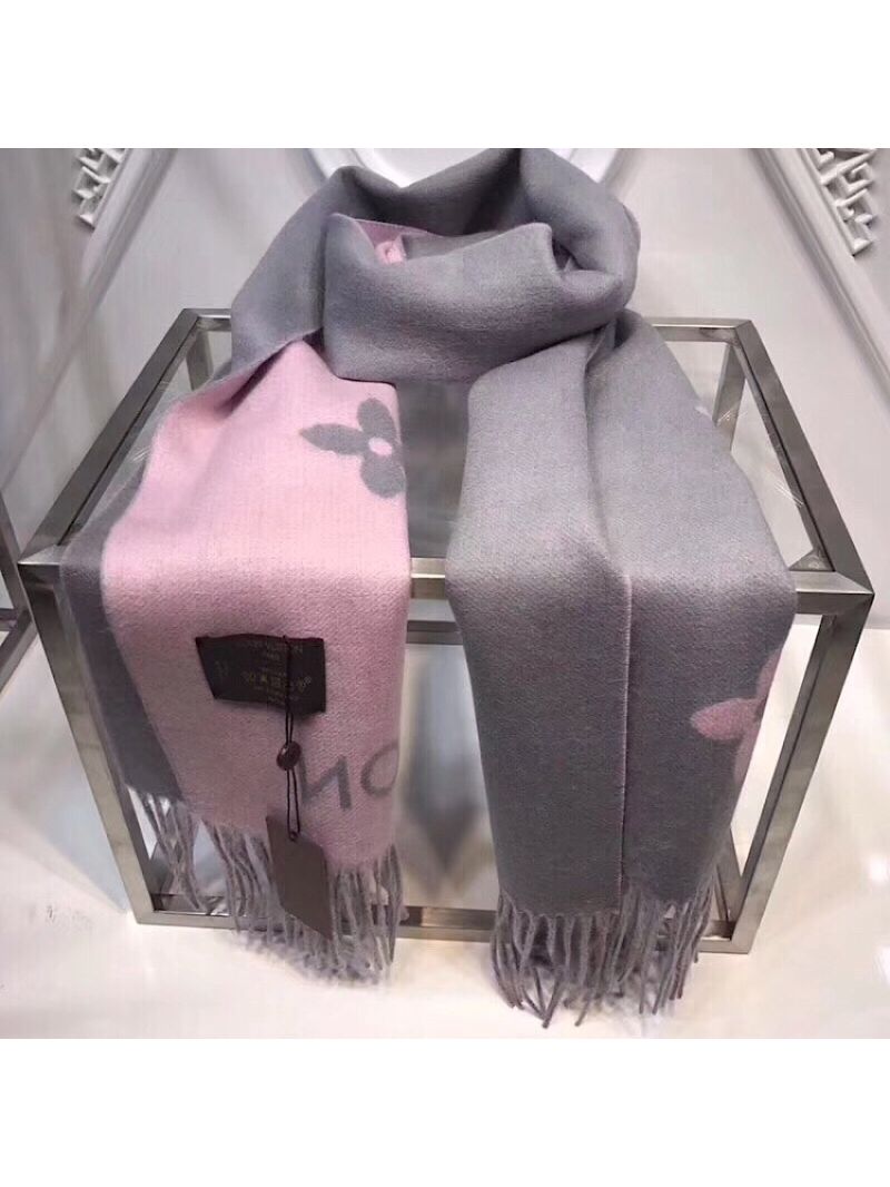 Louis Vuitton LV Reykjavik Scarf M71126 Grey Pink