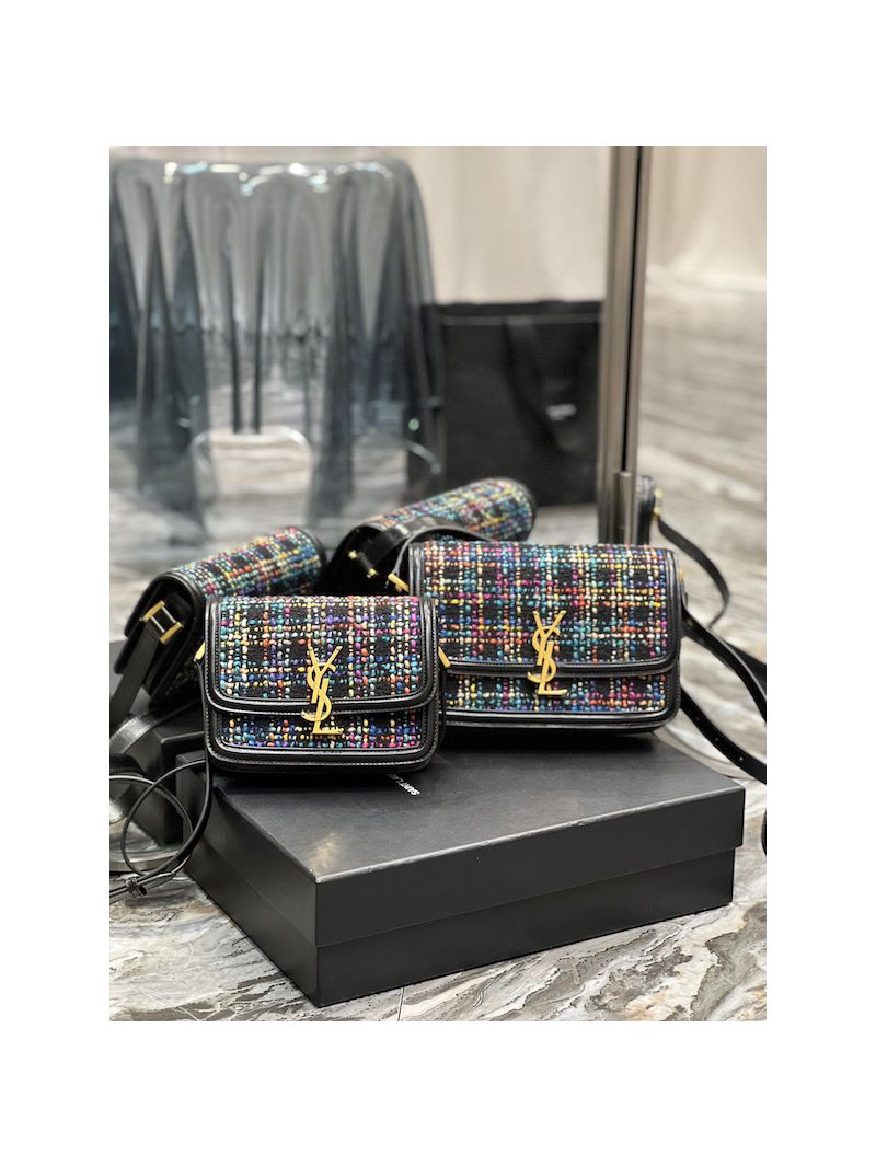 YSL Saint Laurent Solferino Soft Satchel In Multicolour Tweed 635025