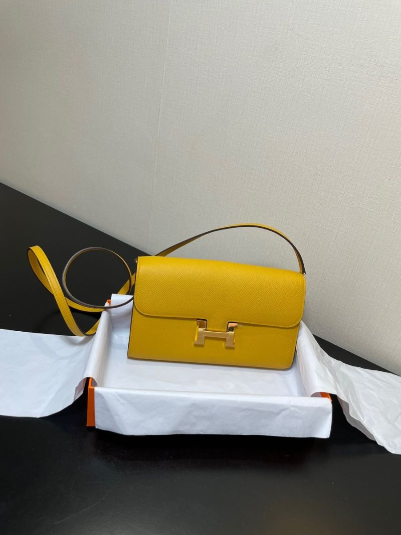 Hermes Constance Long To Go Wallet WOC in Epsom H080125 Jaune Ambre