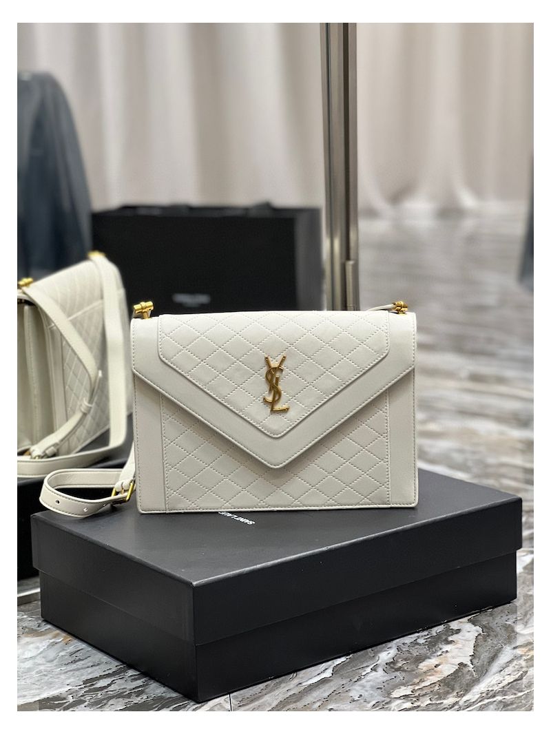 YSL Saint Laurent Gaby Satchel In Quilted Lambskin 6688631 Blanc