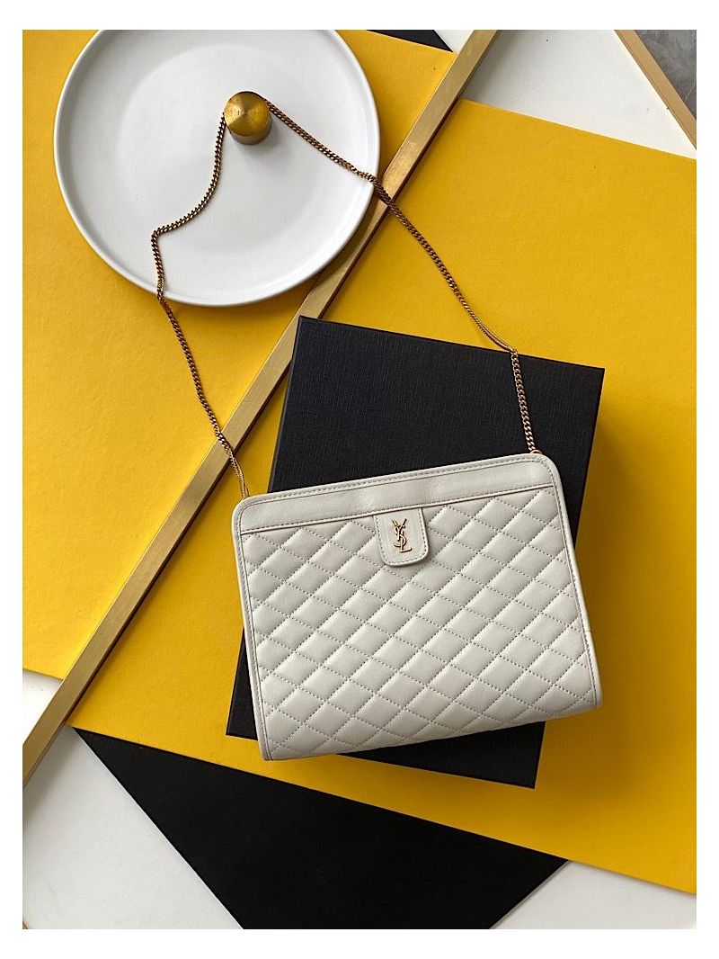 YSL Saint Laurent Victoire Baby Clutch in Leather 65736118 Blanc