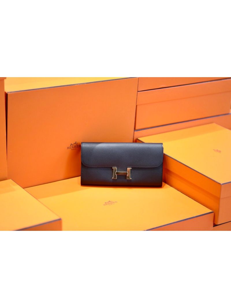 Hermes Constance Long Wallet in Epsom H063626 Black