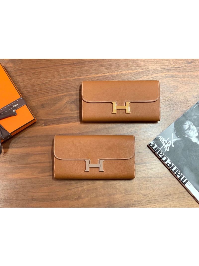 Hermes Constance Long Wallet in Epsom H063626 Brown