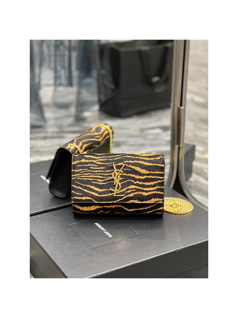 YSL Saint Laurent Kate Small Chain Bag In Tiger-print Pony-effect Leather 469390