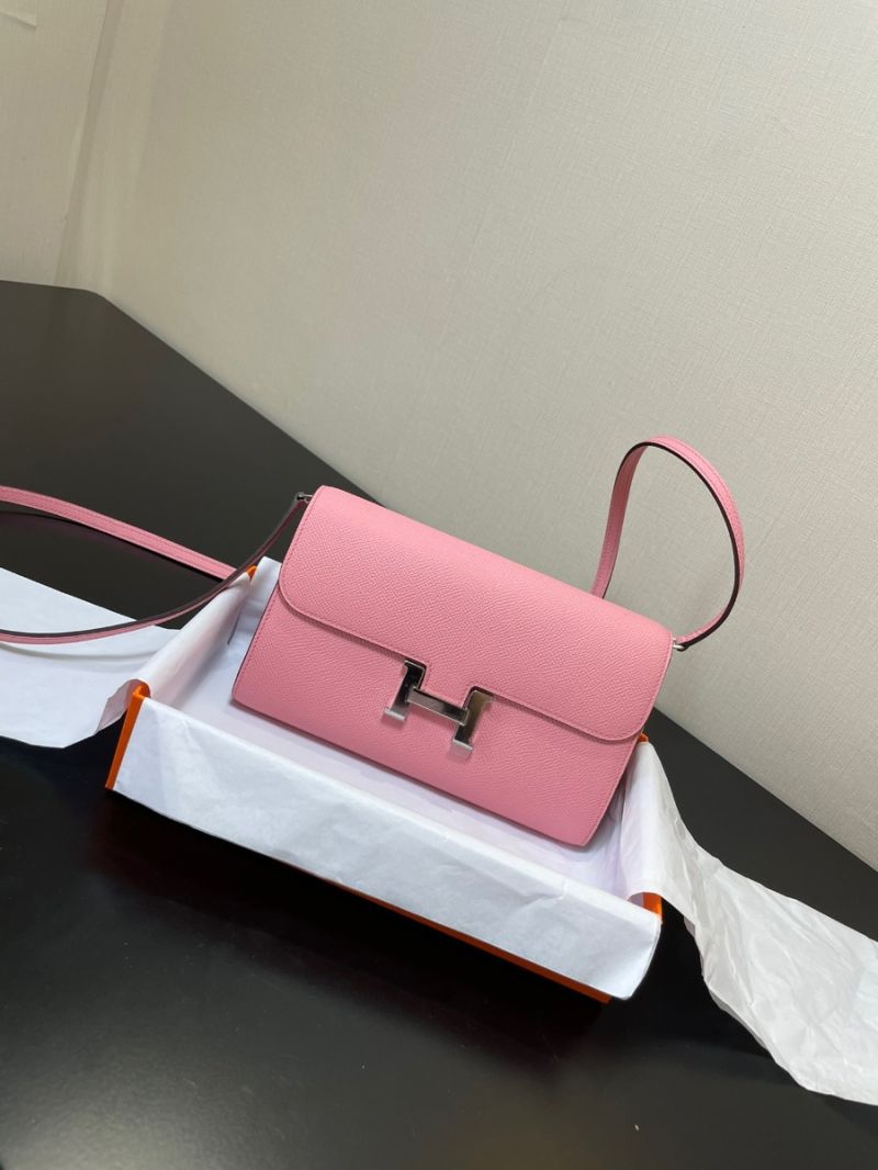 Hermes Constance Long To Go Wallet WOC in Epsom H080125 Rose Cofetti