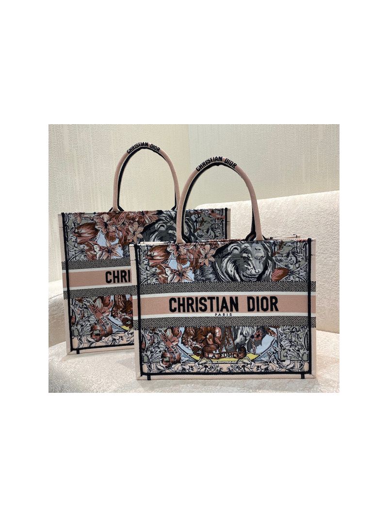 Dior Book Tote bag in Multicolor La Force Embroidery