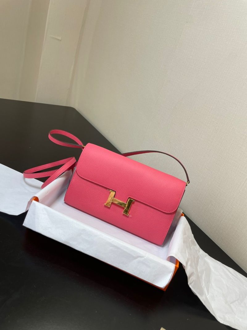 Hermes Constance Long To Go Wallet WOC in Epsom H080125 Lipstick Pink 