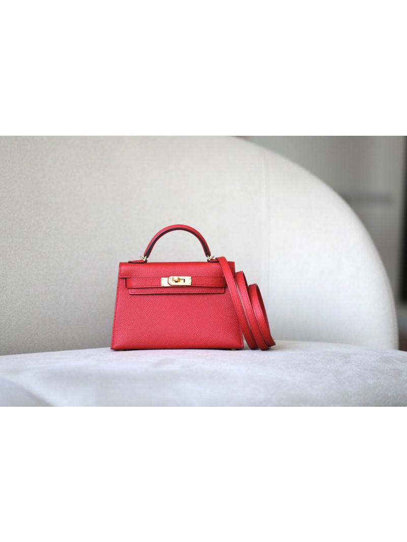 Hermès Epsom Leather Mini Kelly Sellier II 20 in Q5 Rough Casaque