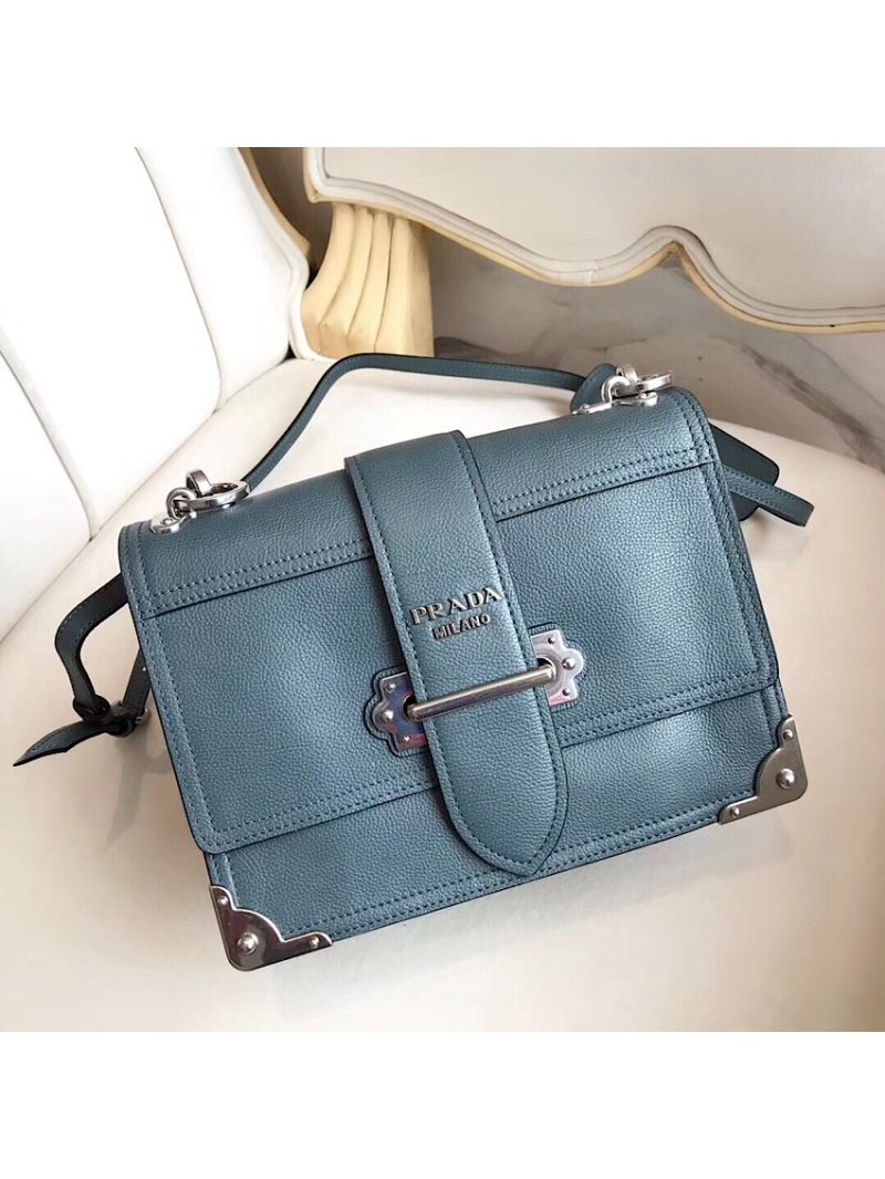 Prada cahier leather shoulder bag 1BD095 marine blue