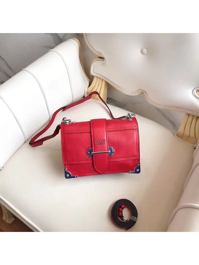 Prada cahier leather shoulder bag 1BD095 Red
