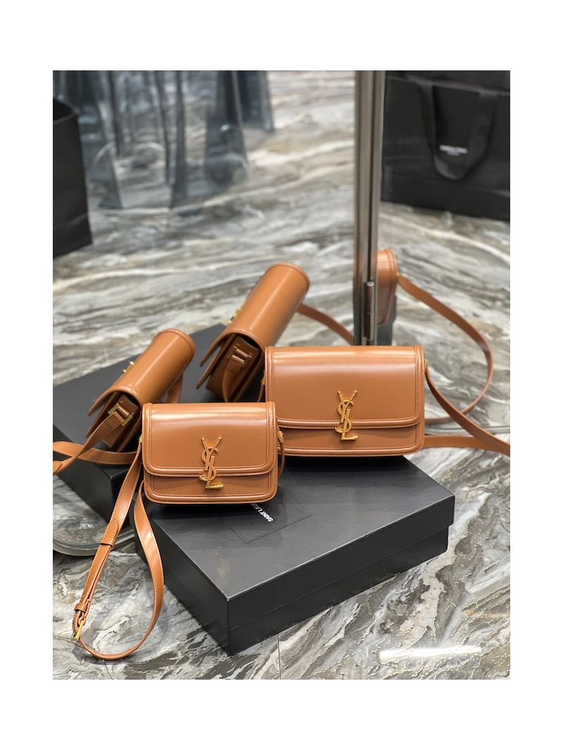YSL Saint Laurent Solferino Soft Satchel In Box Leather 635025 Dark Honey
