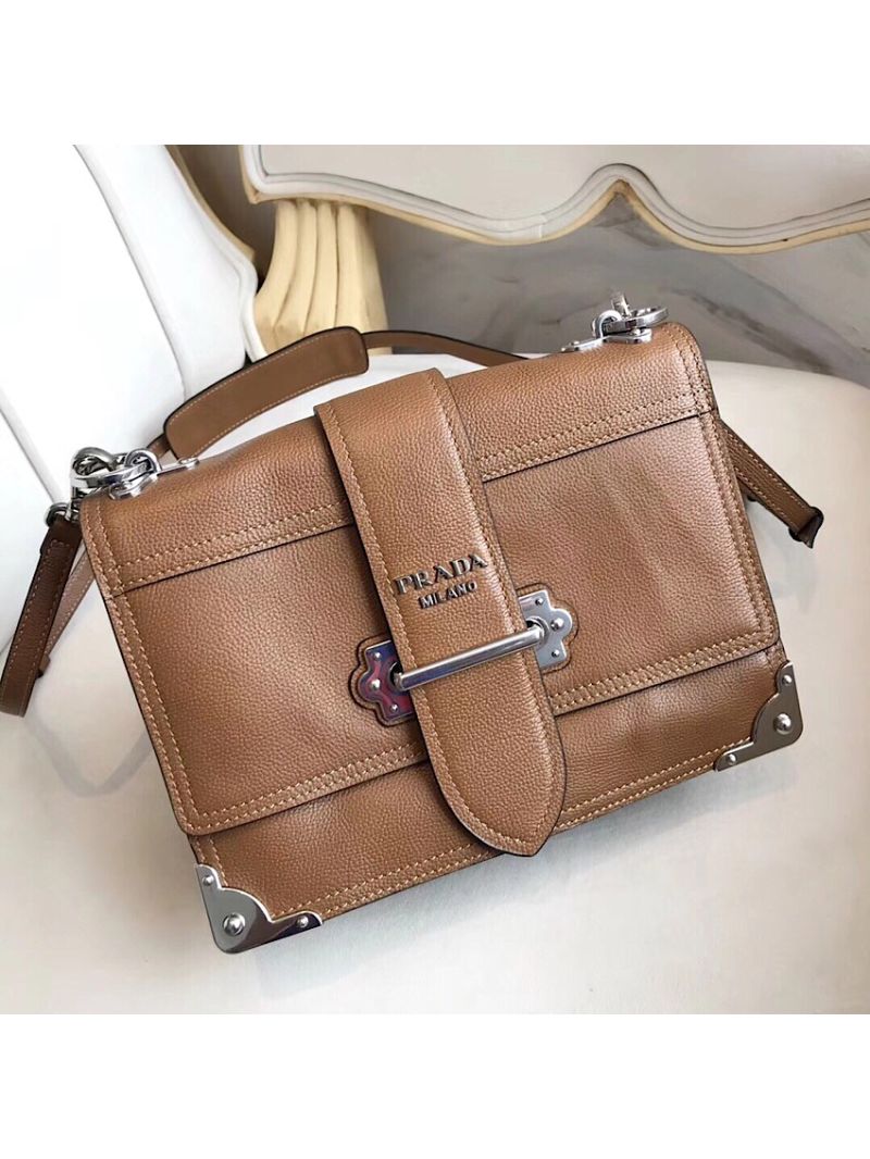 Prada cahier leather shoulder bag 1BD095 brown