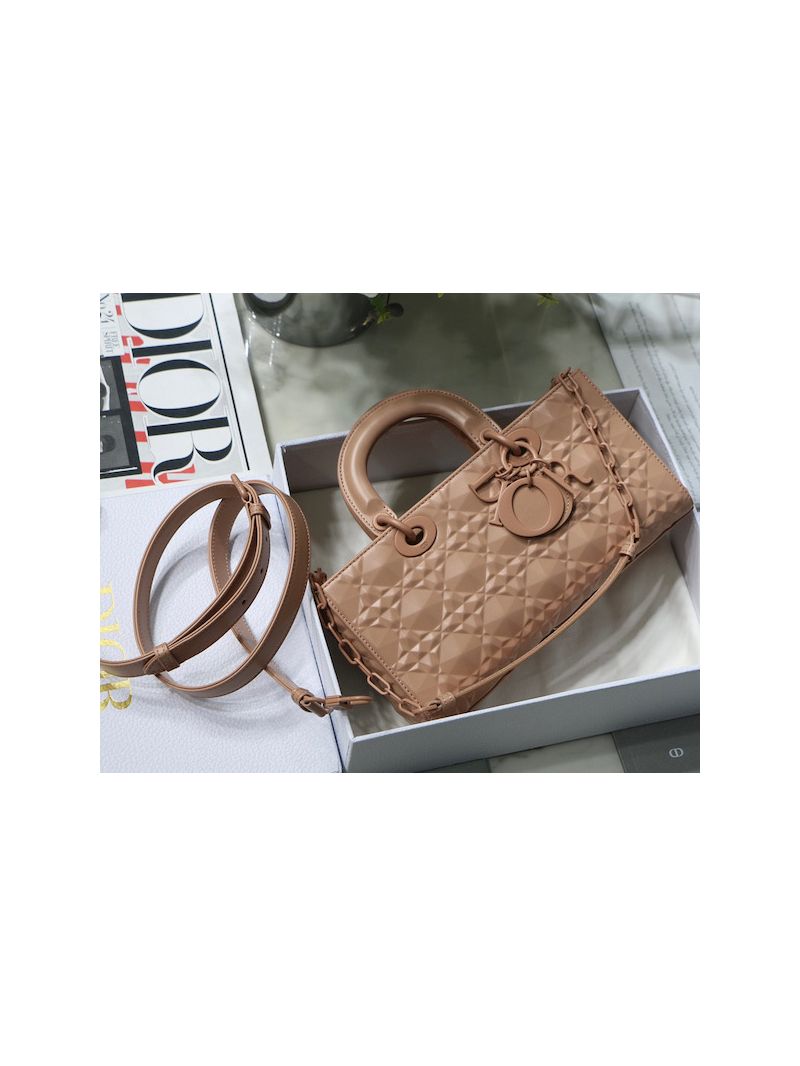 Dior Lady D-Joy Bag Rose Des Vents Cannage Calfskin with Diamond Motif M0540I